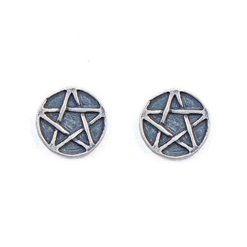 Witchy Earrings Witch Jewelry Wicca Earrings Witchy Jewelry Silver Pentagram Stud Earring