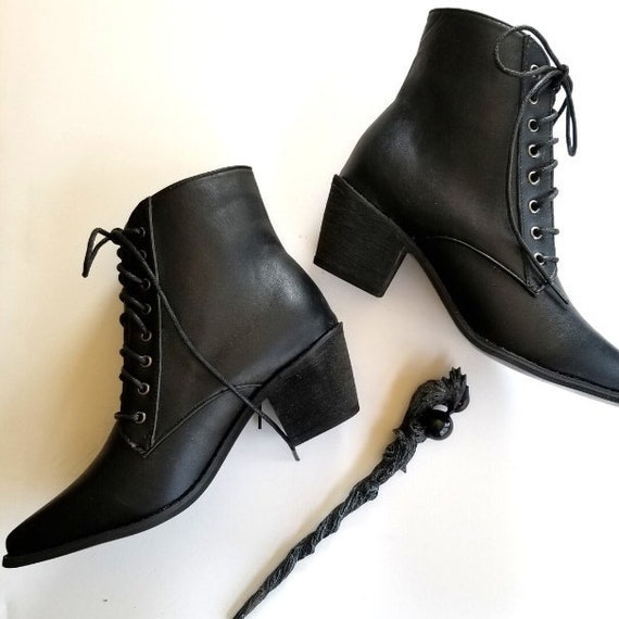 Fall Aesthetic Lacquered Lace Up Boots