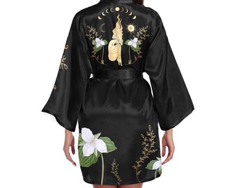 Witchymade Witchcraft Inspired Black Goddess Long Sleeve Kimono, Witchcraft, Witchcraft Kimono, Witchy, Wicca
