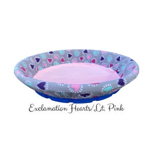 Handmade Fleece Whelping Pool Liner: Exclamation Hearts Design