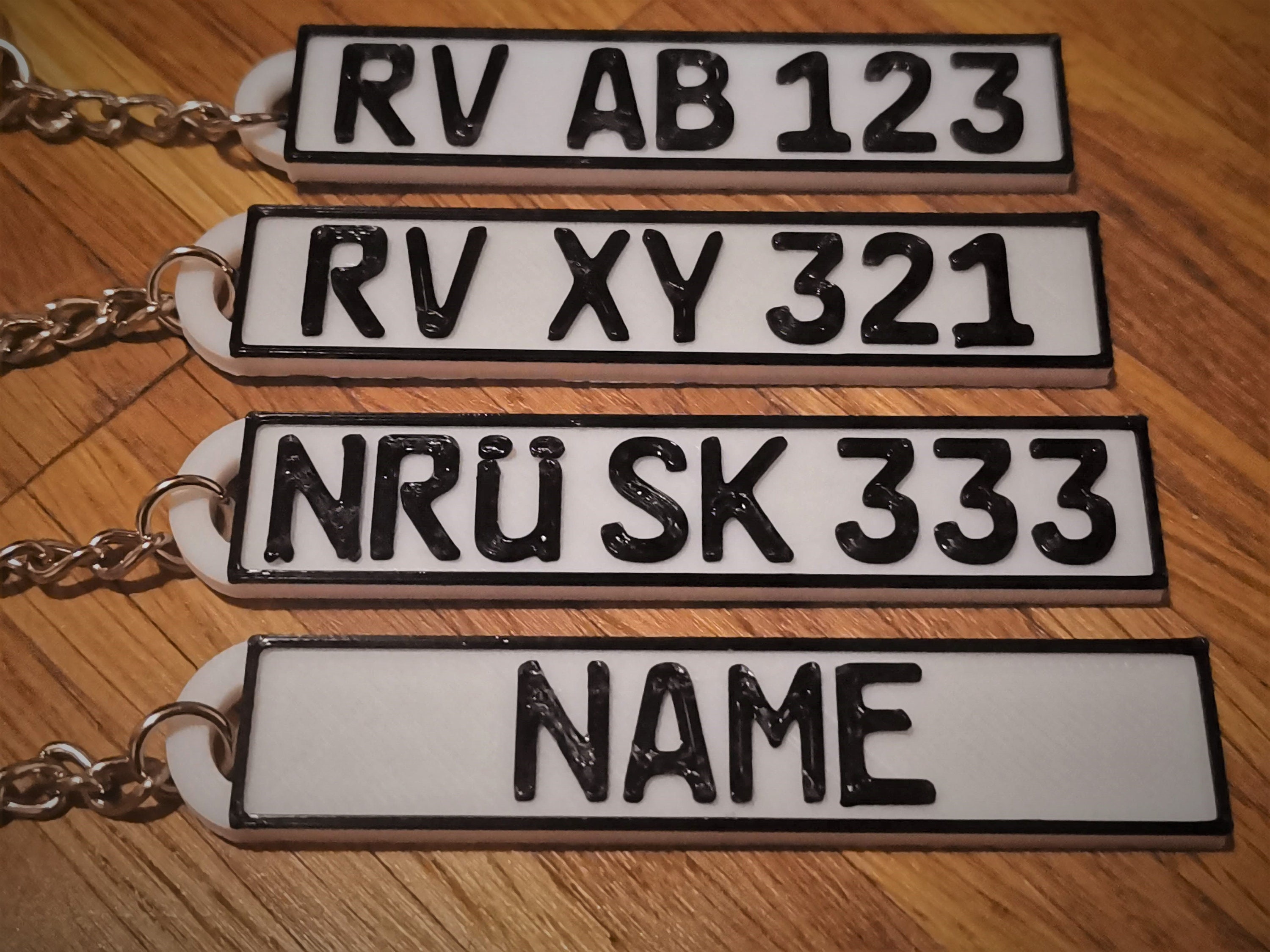 Car License Plate Keychain Personalized 3D Printed Keychain Car Business Rental Car Fun Gift for