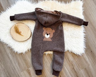 Walkanzug, Walkoverall, 100% Schurwolle, Wollanzug, Kinder-Overall, bestickt