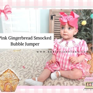 Pink Checkered Gingerbread Smocked Romper