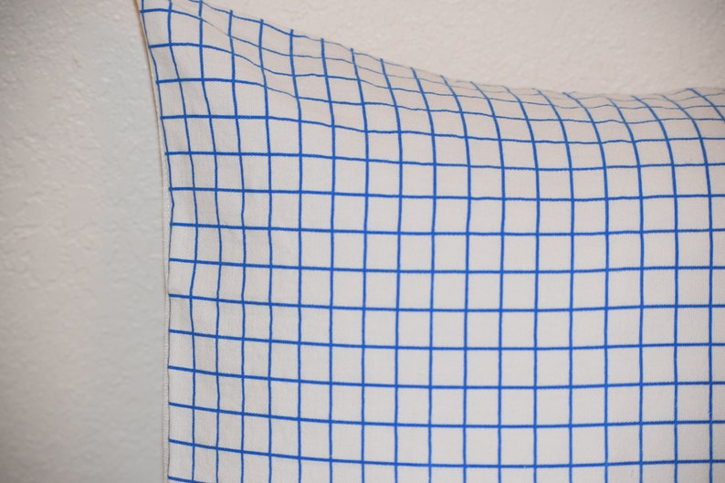 Simple Vintage Blue and White Grid Pattern Pillow / Blue and Etsy