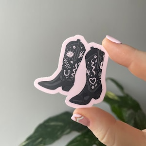 Cowgirl Cowboy Boots Rodeo Pink Gold Pastel Holographic Matte Sticker Laptop Phone Decal