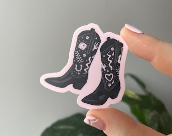 Cowgirl Cowboy Boots Rodeo Pink Gold Pastel Holographic Matte Sticker Laptop Phone Decal