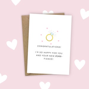 ¡Felicidades! Estoy tan feliz por ti y tu nueva tarjeta de felicitación de compromiso divertida de Ring Fiancé