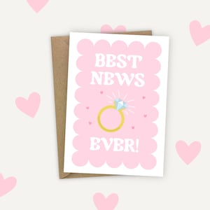 ¡Las mejores noticias de la historia! Felicitaciones Anillo de compromiso Tarjeta de felicitación