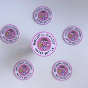 Waterproof Emotional Support Water Bottle Circle Retro Sticker Smiley Rainbow Motivational Affirmation Cup Decal