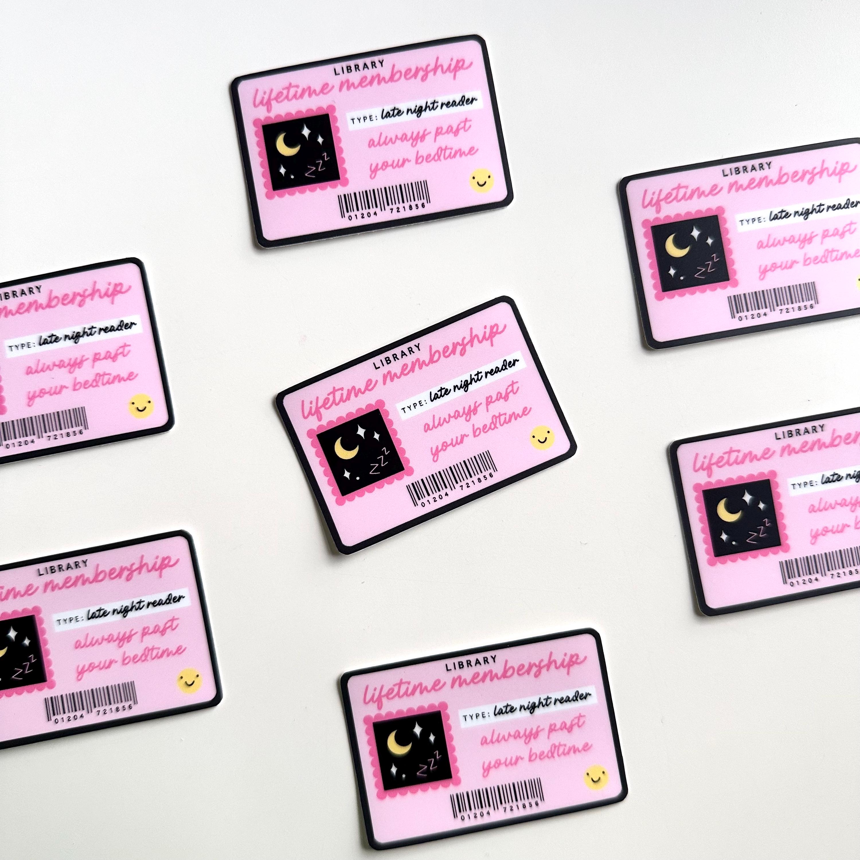 Late Night Reader Library Card Sticker | Book Club Bookish Lover ...