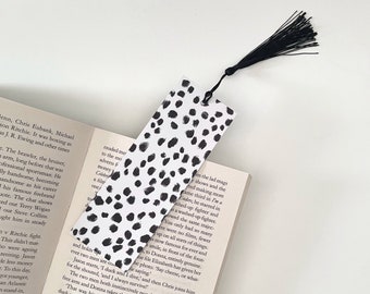 Dalmatian Animal Print Bookmark Tassel Pink Black Book Lover Reading Bookworm Gift