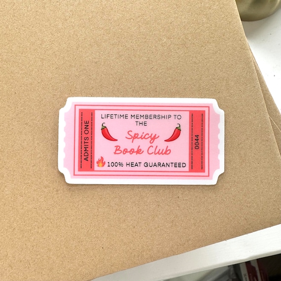 Spicy Book Club Admittance Ticket Matte Sticker Pink Red Book Lover Reading Gift Phone Laptop Decal Romance Booktok Smutok Kindle