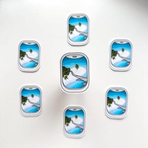 Airplane Window Matte Sticker | Beach Tropical Island Palm Tree Travel Travelling Holiday Vacation Lover Gift Phone Suitcase Identifier