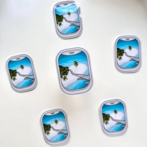 Large Airplane Window Beach View Sticker | Suitcase Identifier Palm Tree Beach Island Travel Globe World Adventure Travelling Lover Gift