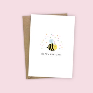 Bonne fête des abeilles ! Carte d'anniversaire abeille mignonne, chapeau de fête jeu de mots avec les animaux A6