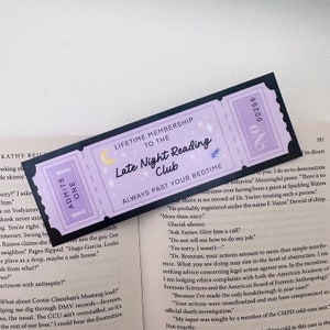 SECONDS Late Night Reading Book Club Bookmark Lilac Purple Black Book Lover Reading Bookworm Gift