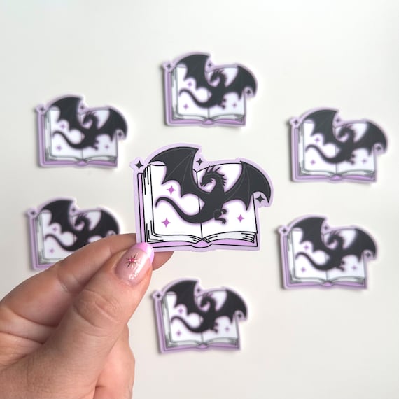 Flying Dragon Matte Sticker Fantasy Book Lover Reading Bookish Booktok Lilac Purple Phone Laptop Decal
