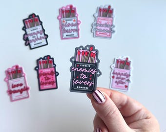 Romance Tropes Matchbox Sticker | Slow Burn Love Triangle Happy Ever After Friends Enemies Lovers Reading Booktok Bookish Spicy Book Lover