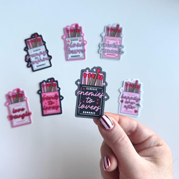 Romance Tropes Matchbox Sticker | Slow Burn Love Triangle Happy Ever After Friends Enemies Lovers Reading Booktok Bookish Spicy Book Lover