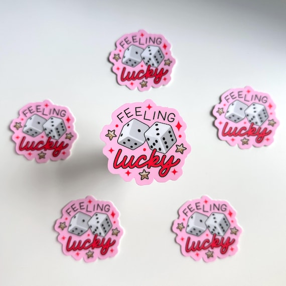Feeling Lucky Dice Roll Matte Sticker | Pink Red UV Water Resistant Phone Laptop Decal