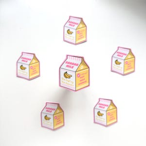 Banana Milk Carton Matte Sticker | Milkshake Fruit Cute Retro Yellow Water Resistant Phone Laptop Decal