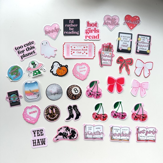 Mini Sticker Singles Book Kindle Disco Ball Cherries Smiley Bookworm Reading Gift Booktok Bookish Pink Leopard Phone Laptop Decal