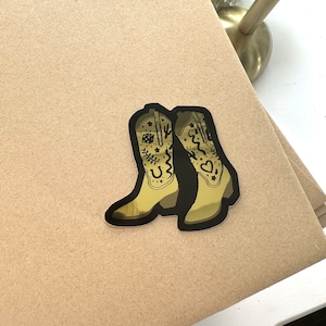 Vaquera Cowboy Botas Rodeo Oro Cromo Metálico Brillante Mate Pegatina Portátil Teléfono Calcomanía