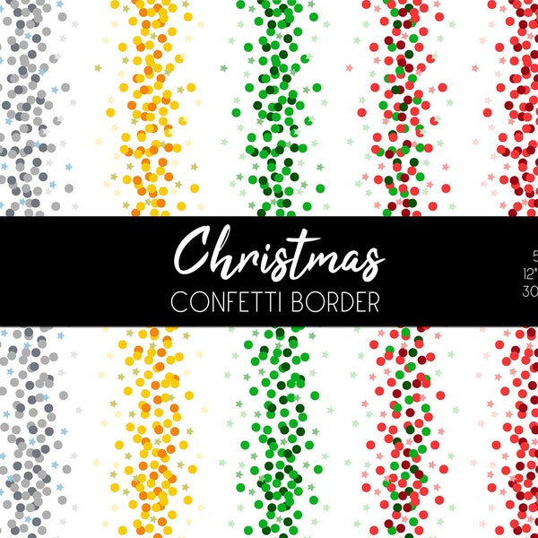 Confetti Clip Art/ Confetti Borders/ Christmas Border/ Christmas Confetti/ Png Christmas/Digital Confetti/ Confetti Paper