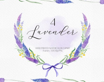 Aquarell Lavendel Blumenkranz PNG Lavendelkranz Rahmen Lila Blume PNG Hochzeit Clipart Aquarell Blume PNG
