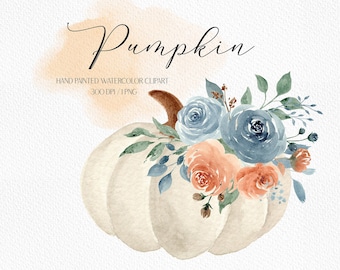 Aquarelle Florale Citrouille Clipart Bouquet d’automne Aquarelle citrouille Décor Citrouille Illustration Citrouille d’automne