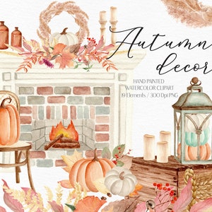 Watercolor autumn clipart Watercolor autumn decor Cozy Autumn Pumpkin Illustration Thanksgiving clipart home clipart