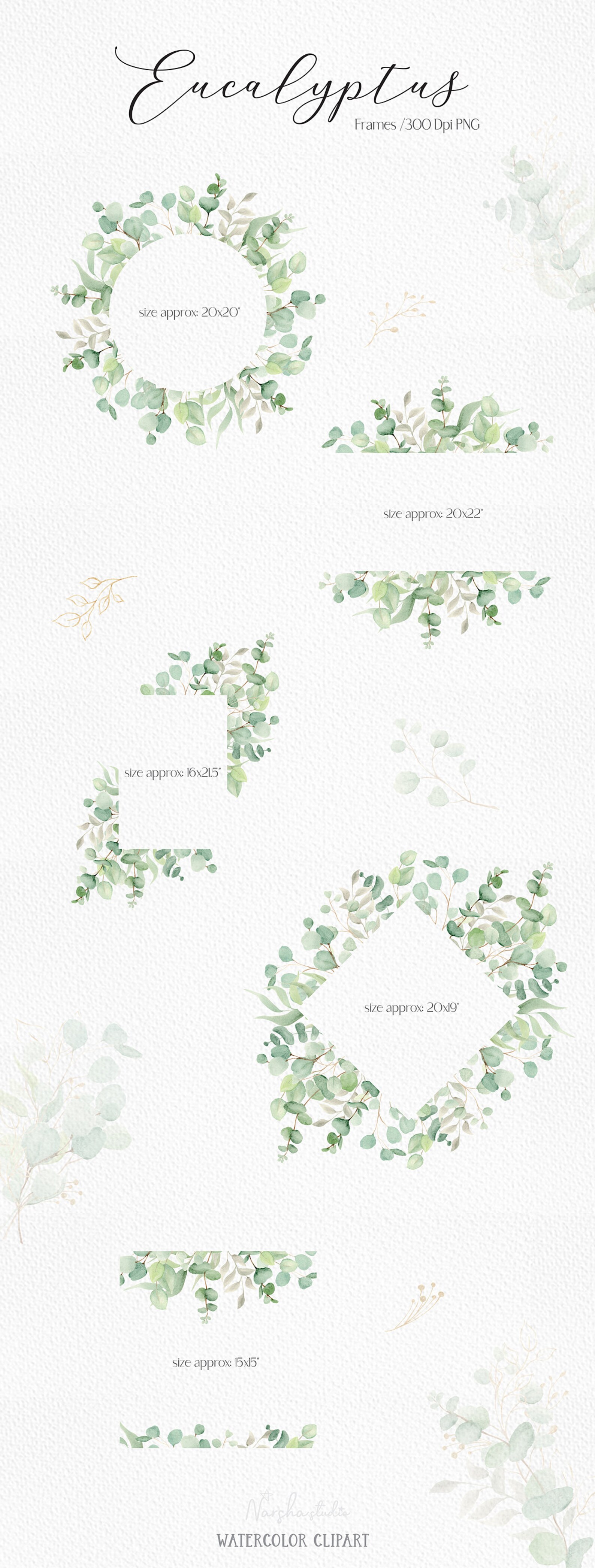 Watercolor Eucalyptus Clipart Watercolor Greenery Eucalyptus Frame Clip ...