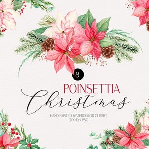 Clipart de buquês de Natal em aquarela Clipart de Natal Clipart de buquê Clipart de eucalipto Clipart floral Clipart de convite