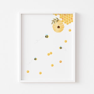 Honey bee decor/ Honey bee/  Bee print/  Bee art/  Bee wall decor/ Poster print/ Honey bees/Nursery decor/ Bee poster