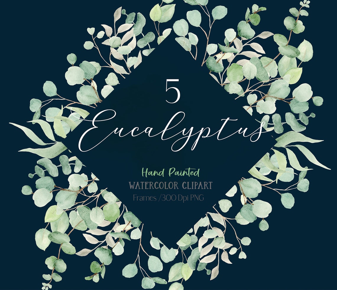 Watercolor Eucalyptus Clipart Watercolor Greenery Eucalyptus Frame Clip ...