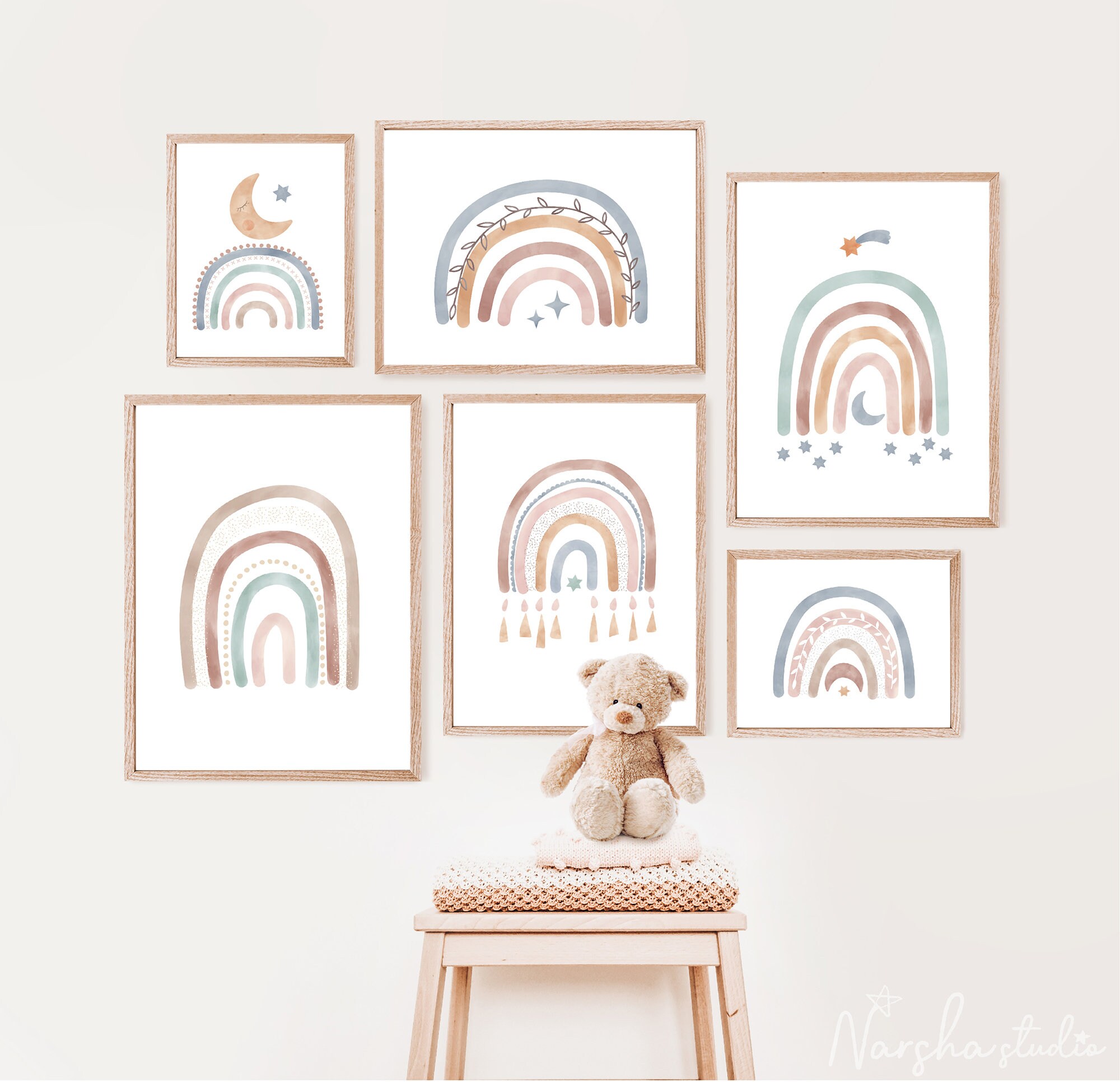 Boho Rainbow Watercolor Clip Art/ Boho Rainbow Decor/ Boho | Etsy