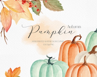 Aquarelle automne clipart Aquarelle citrouilles clipart Citrouille Illustration Halloween et Thanksgiving clipart
