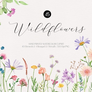 Aquarel wilde bloemen clipart boho bloemen clipart wilde bloemen boeket bloem krans png bloemen grens bruiloft uitnodiging png