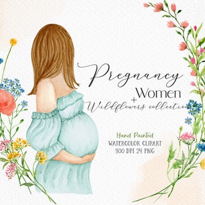 Aquarelle grossesse clipart nouveau-né clipart baby shower clipart femme aquarelle grossesse numérique grossesse