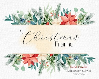 Acuarela Marcos de Navidad Clipart Winter Clipart Winter Border Png New Year Banner Floral Frame For Wedding Invitation png