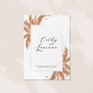 Dried Pampas Grass Frames Watercolor Clip Art. boho wedding watercolor floral frame png dried leaves wedding invitation frames image 5