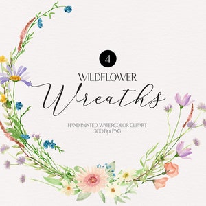 Acuarela corona clipart boho corona de flores png corona de flores png marcos digitales flores silvestres marcos de invitación de boda