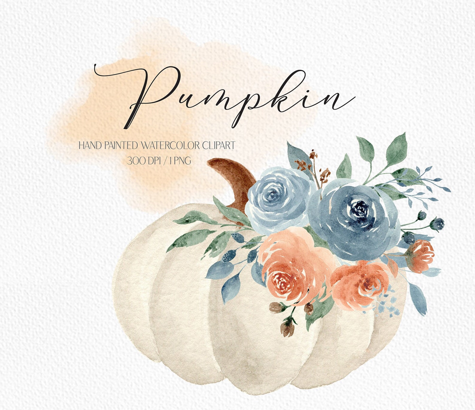 Watercolor Floral Pumpkin Clipart Autumn Bouquet Watercolor | Etsy
