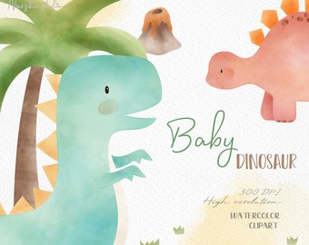 Watercolor Baby Dinosaur Clip Art/ Dinosaur Illustration/ Dinosaur Decor/ Nursery Dinosaur/ Watercolor Dinosaurs/ Baby Shower Decor