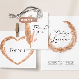 Dried Pampas Grass Frames Watercolor Clip Art. boho wedding watercolor floral frame png dried leaves wedding invitation frames image 7