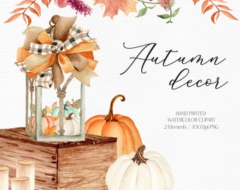 Aquarelle décor d’automne clipart De Thanksgiving Décoration d’automne Feuilles d’eau Décoration intérieure d’automne png Aquarelle d’automne Clipart de Thanksgiving