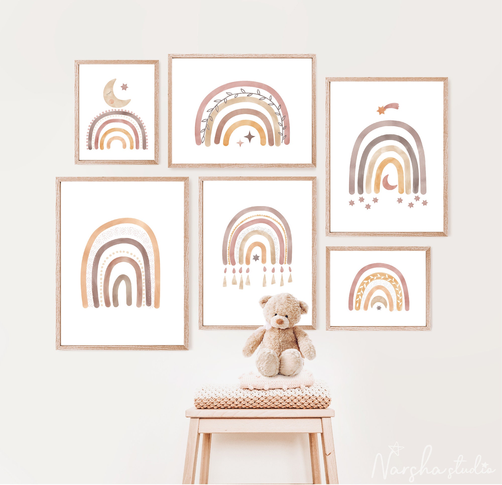 Boho Rainbow Watercolor Clip Art/ Boho Rainbow Decor/ Boho Clipart ...