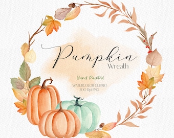 Clipart d’automne Clipart de citrouille Couronne de citrouille png Clipart de couronne d’automne Feuilles d’automne clipart Couronne de Thanksgiving