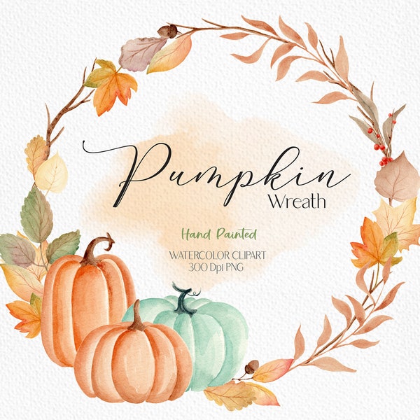 Fall clipart Pumpkin clipart Pumpkin wreath png  Autumn wreath clipart Fall leaves clipart Thanksgiving wreath