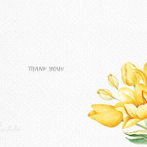 Spring Yellow Tulip Watercolor Clip Art/ Yellow Tulip png/ Floral Clipart/ Botanical Clipart/ Watercolor Flowers Bouquet image 5